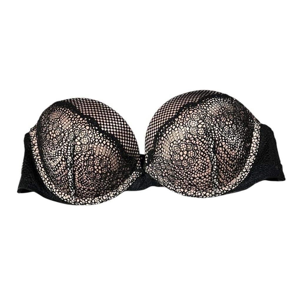 š»Victoriaās Secret VERY SEXY Black Nude Strapless Push Up Bra Size 32C